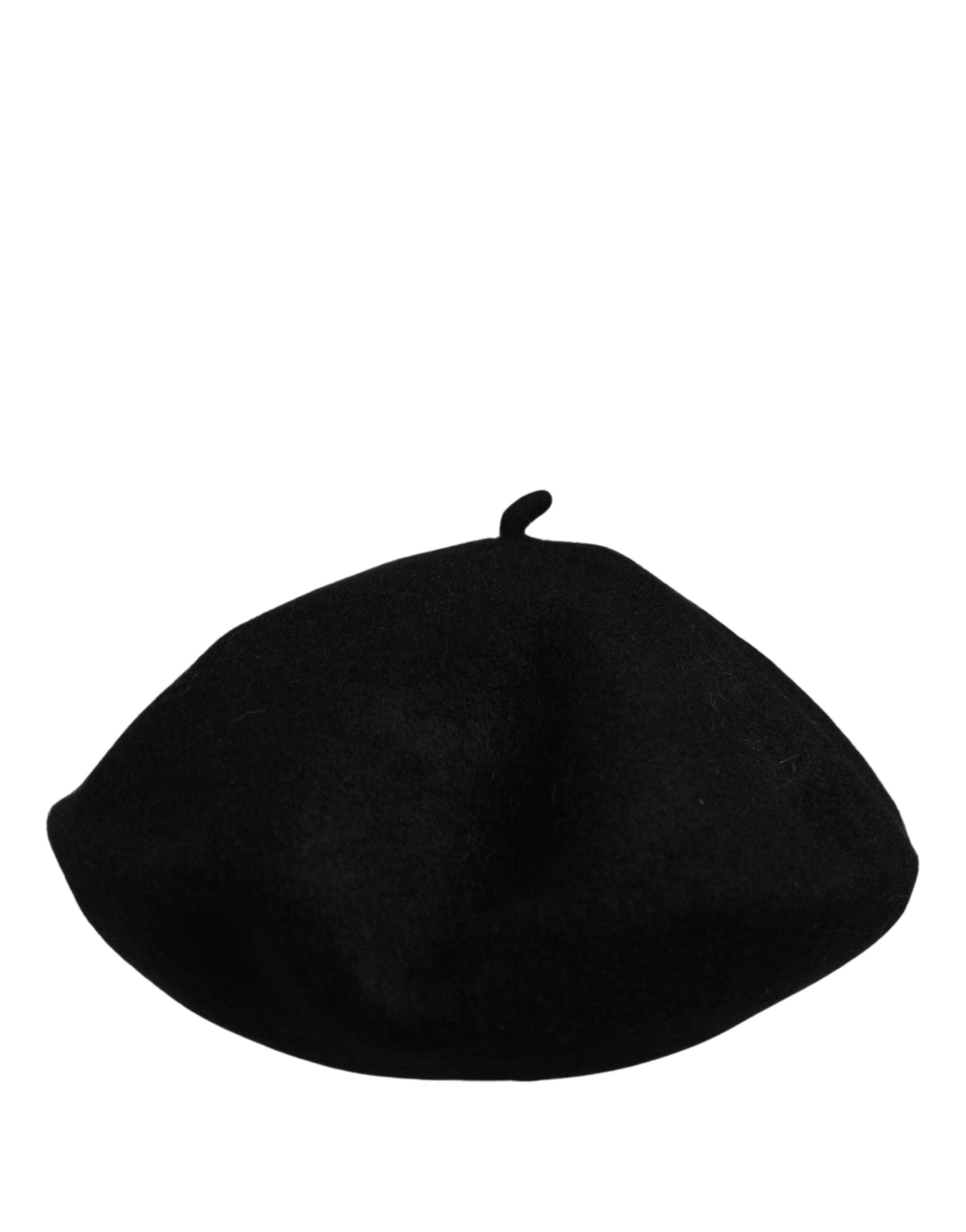 Dolce & Gabbana Schwarzer Woll-Beret im französischen Stil