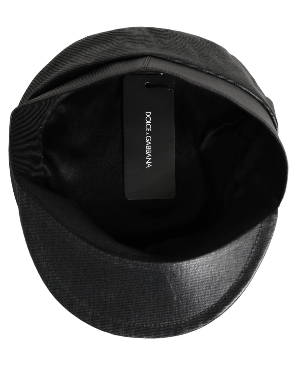 Dolce & Gabbana Schwarze Baumwoll-Baker-Boy-Mütze mit DG-Goldkette