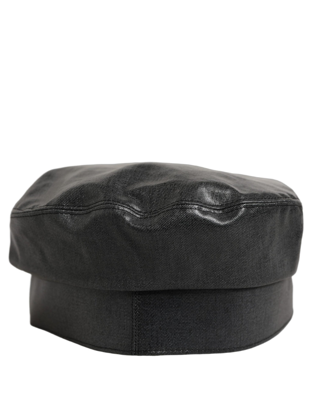 Dolce & Gabbana Schwarze Baumwoll-Baker-Boy-Mütze mit DG-Goldkette