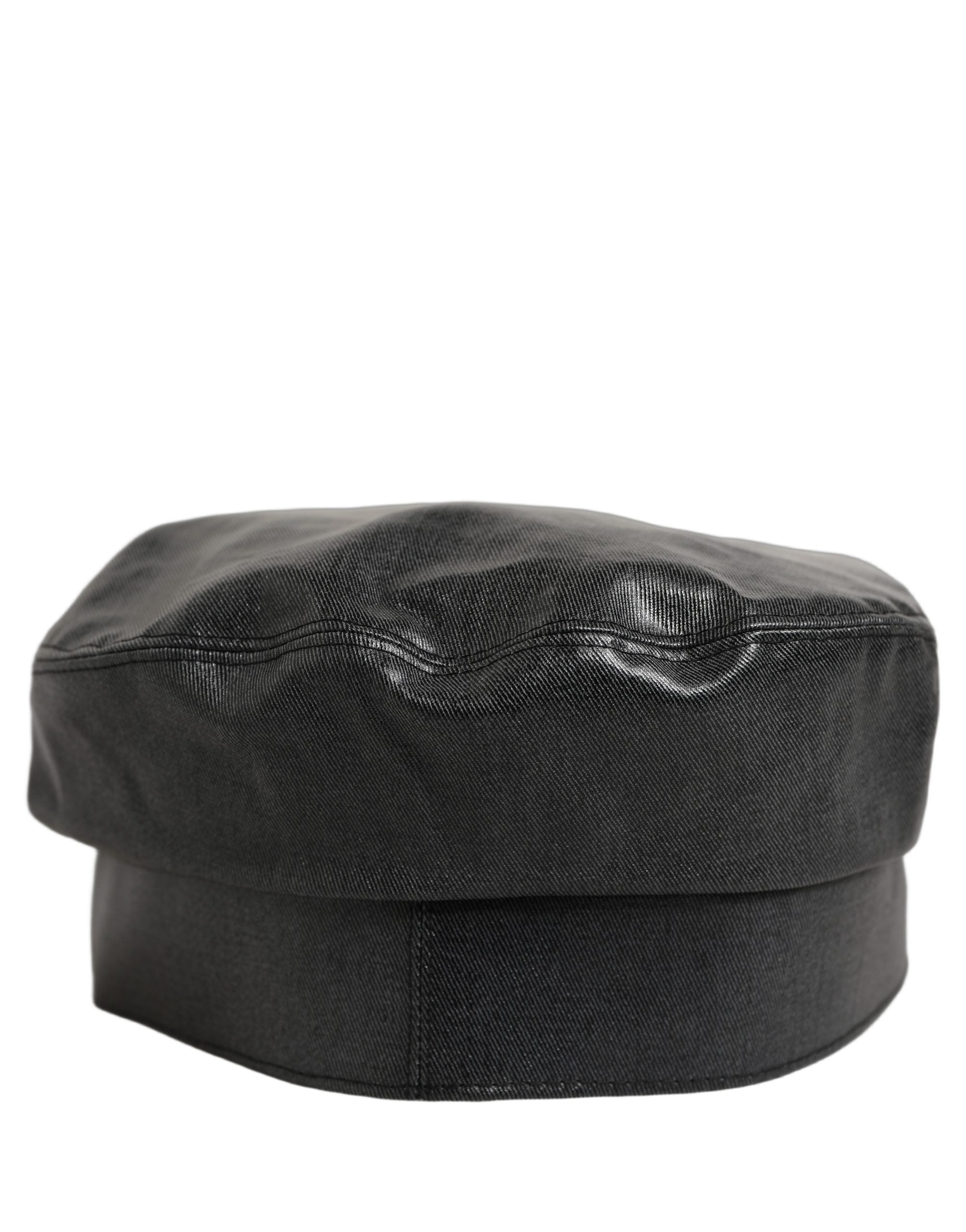 Dolce & Gabbana Schwarze Baumwoll-Baker-Boy-Mütze mit DG-Goldkette
