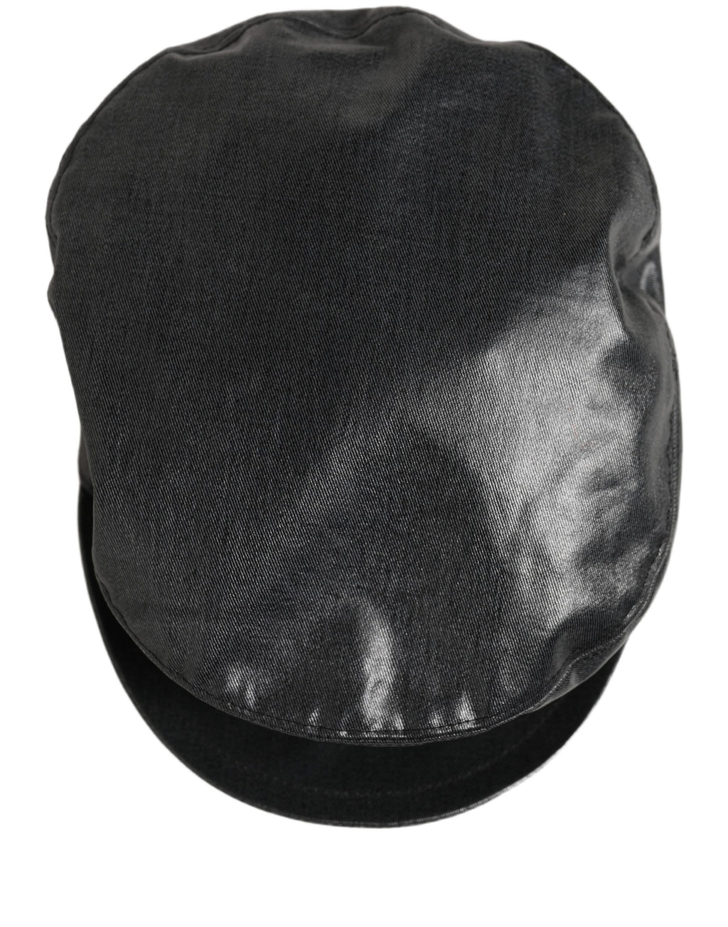 Dolce & Gabbana Schwarze Baumwoll-Baker-Boy-Mütze mit DG-Goldkette