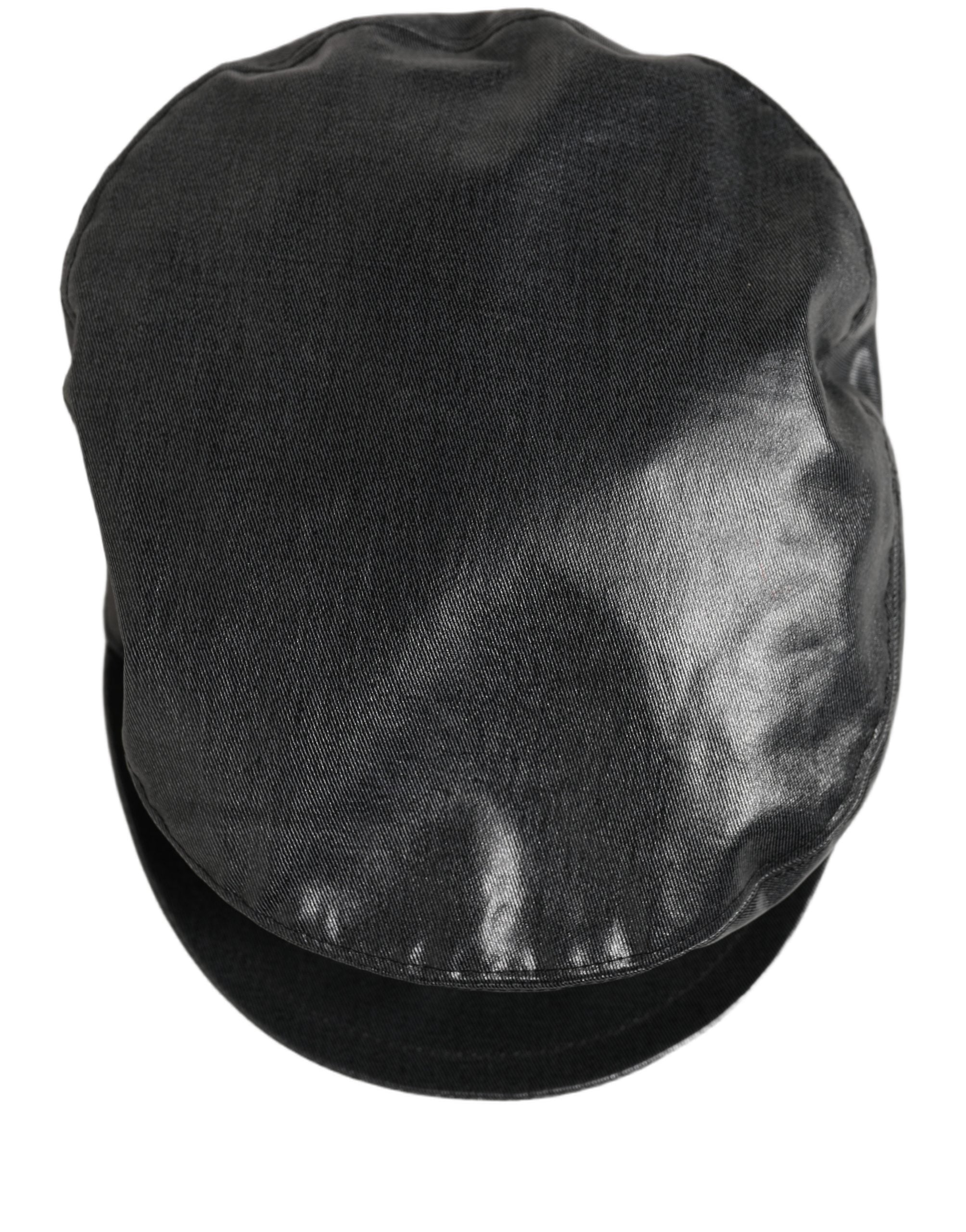 Dolce & Gabbana Schwarze Baumwoll-Baker-Boy-Mütze mit DG-Goldkette