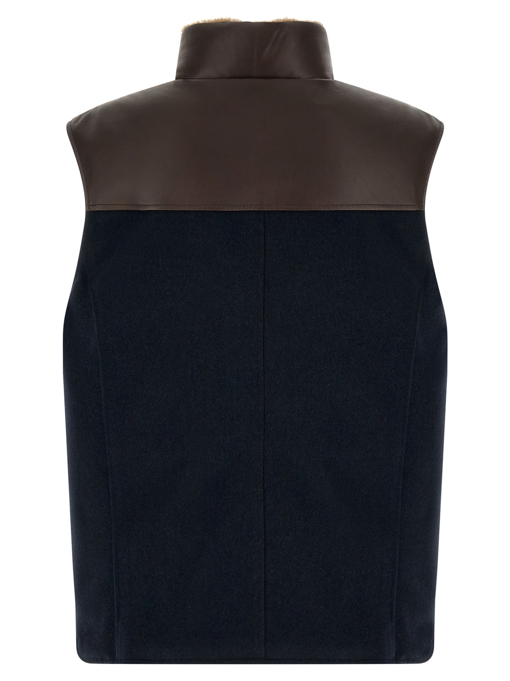 Brunello Cucinelli Ärmellose blaue Wolljacke