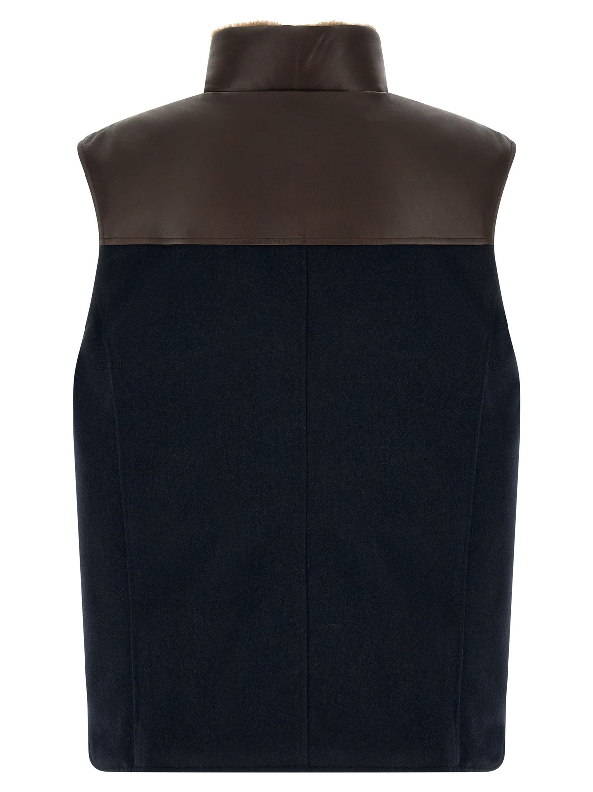 Brunello Cucinelli Ärmellose blaue Wolljacke