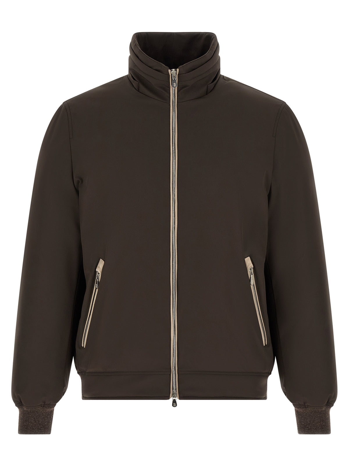 Brunello Cucinelli Braune Polyamid-Jacke in voller Länge
