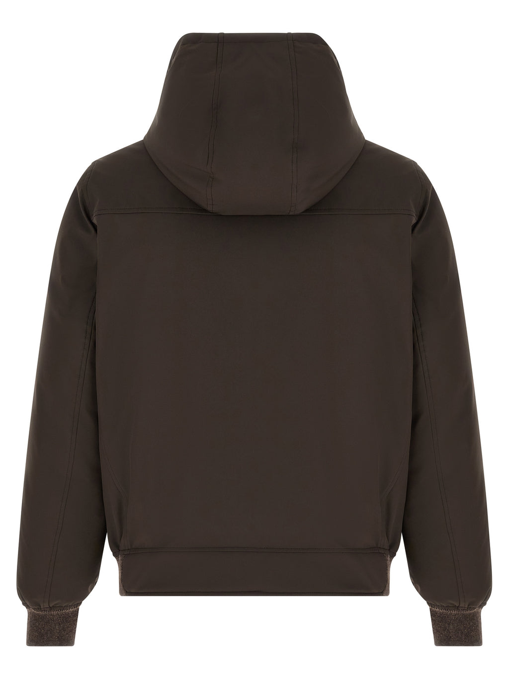 Brunello Cucinelli Braune Polyamid-Jacke in voller Länge