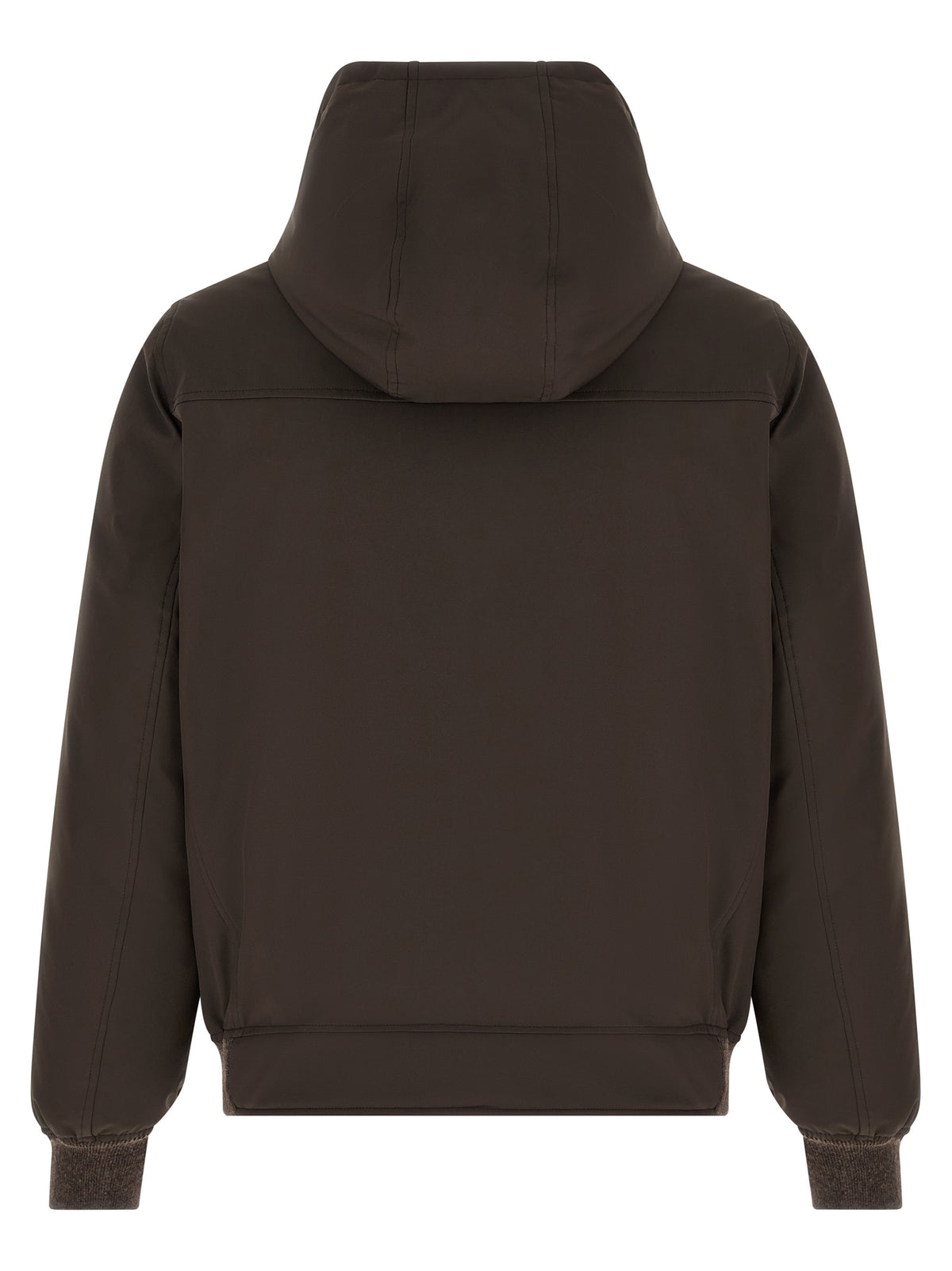 Brunello Cucinelli Braune Polyamid-Jacke in voller Länge