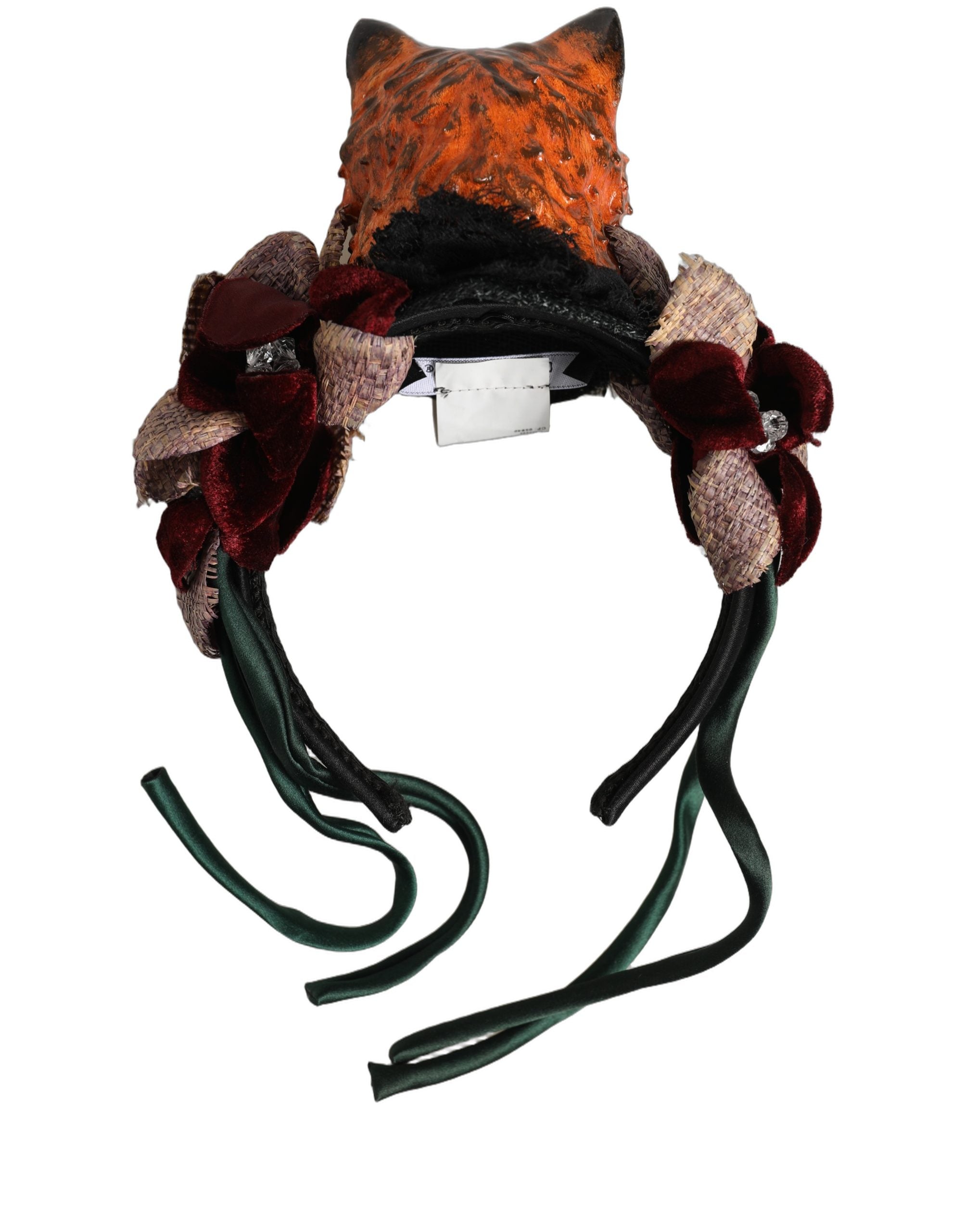 Dolce & Gabbana Haarschmuck aus mehrfarbigem Samt und Seide mit Bengal-Katzen-Motiv
