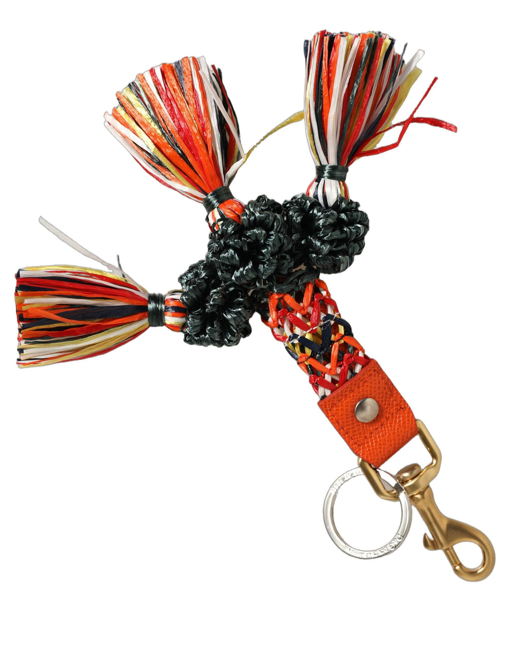 Dolce & Gabbana Raffia Leder Schlüsselanhänger mit Karabinerhaken Multicolor