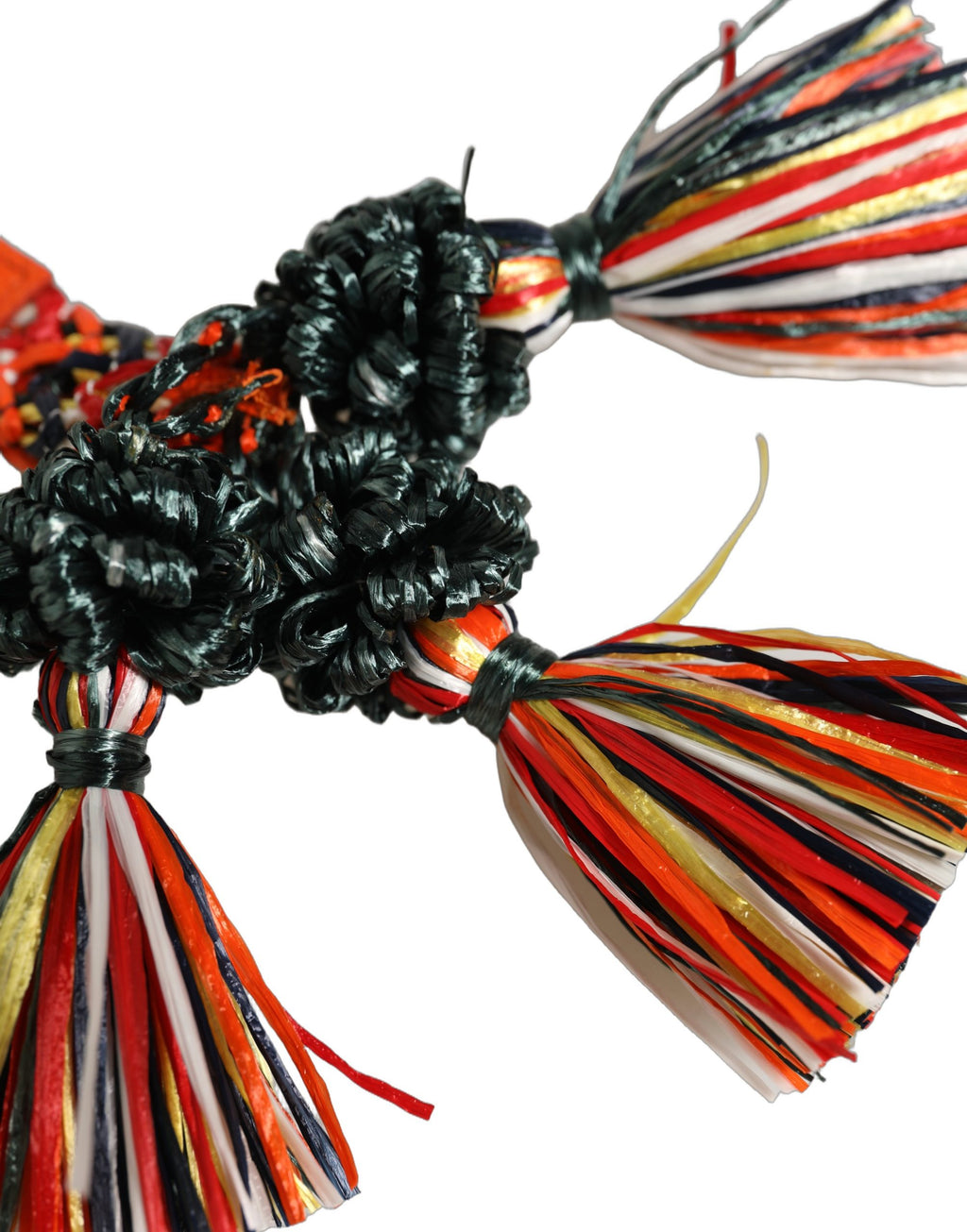 Dolce & Gabbana Raffia Leder Schlüsselanhänger mit Karabinerhaken Multicolor
