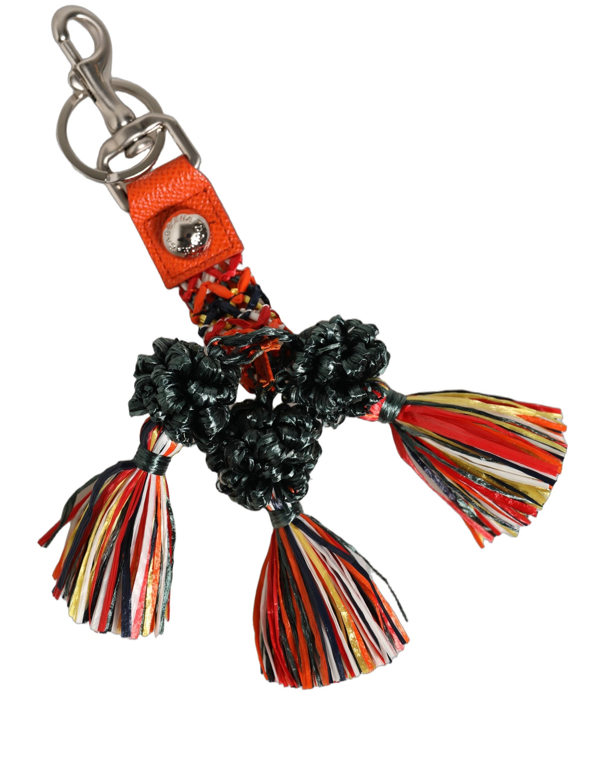 Dolce & Gabbana Raffia Leder Schlüsselanhänger mit Karabinerhaken Multicolor