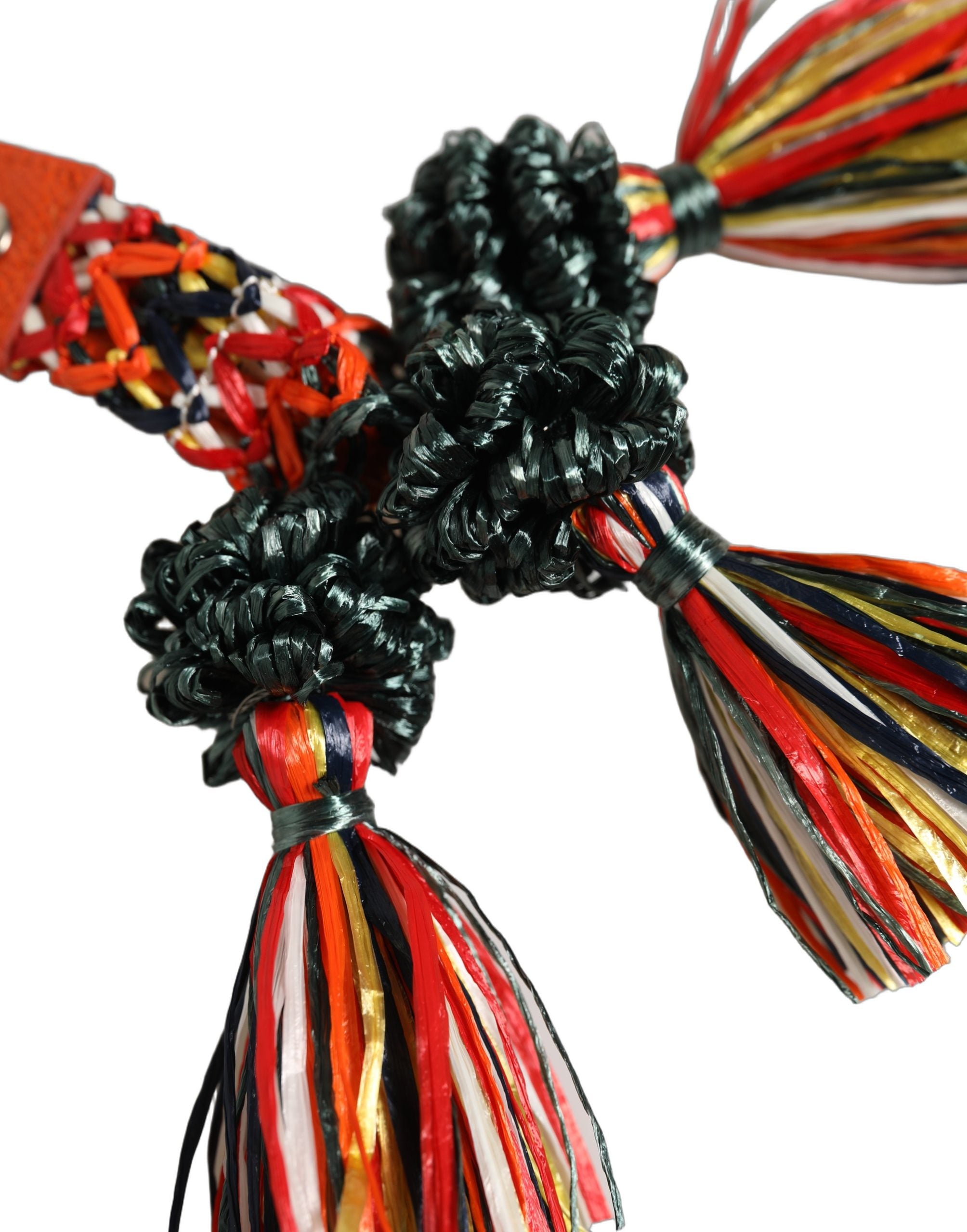 Dolce & Gabbana Raffia Leder Schlüsselanhänger mit Karabinerhaken Multicolor