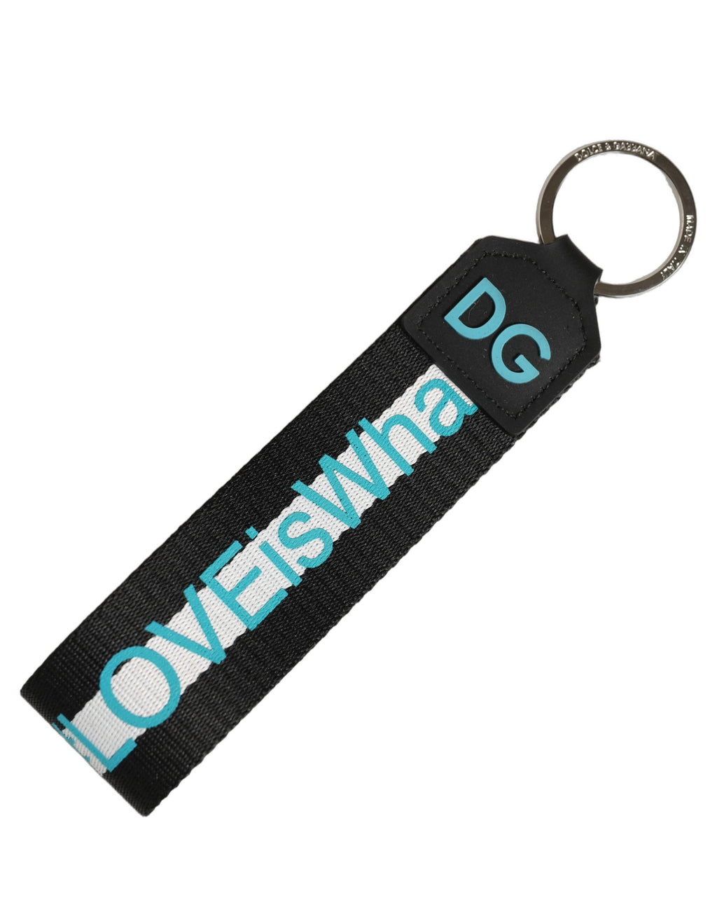 Dolce & Gabbana Mehrfarbiges Logo Polyester-Schlüsselanhänger mit Messing-Halter