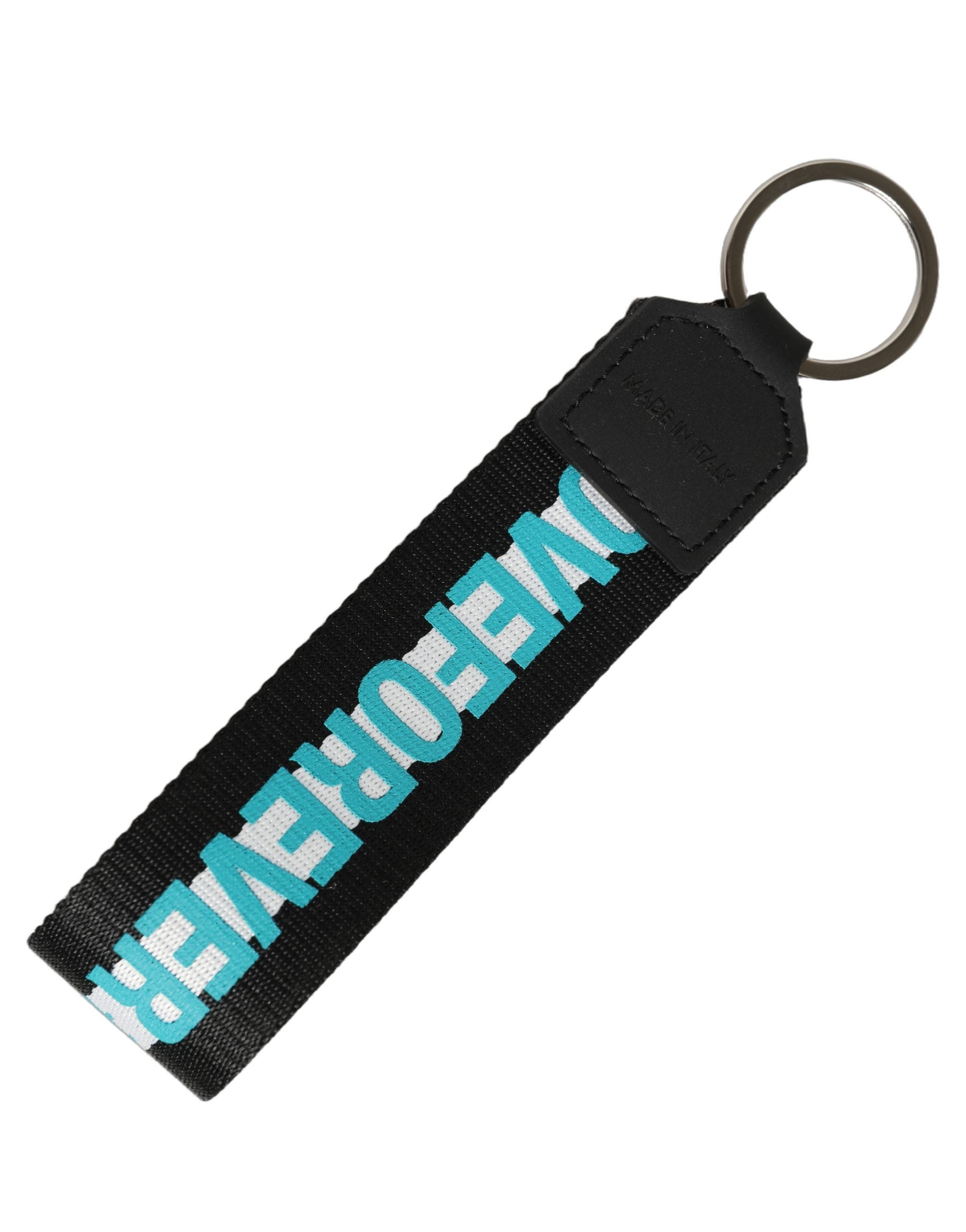 Dolce & Gabbana Mehrfarbiges Logo Polyester-Schlüsselanhänger mit Messing-Halter