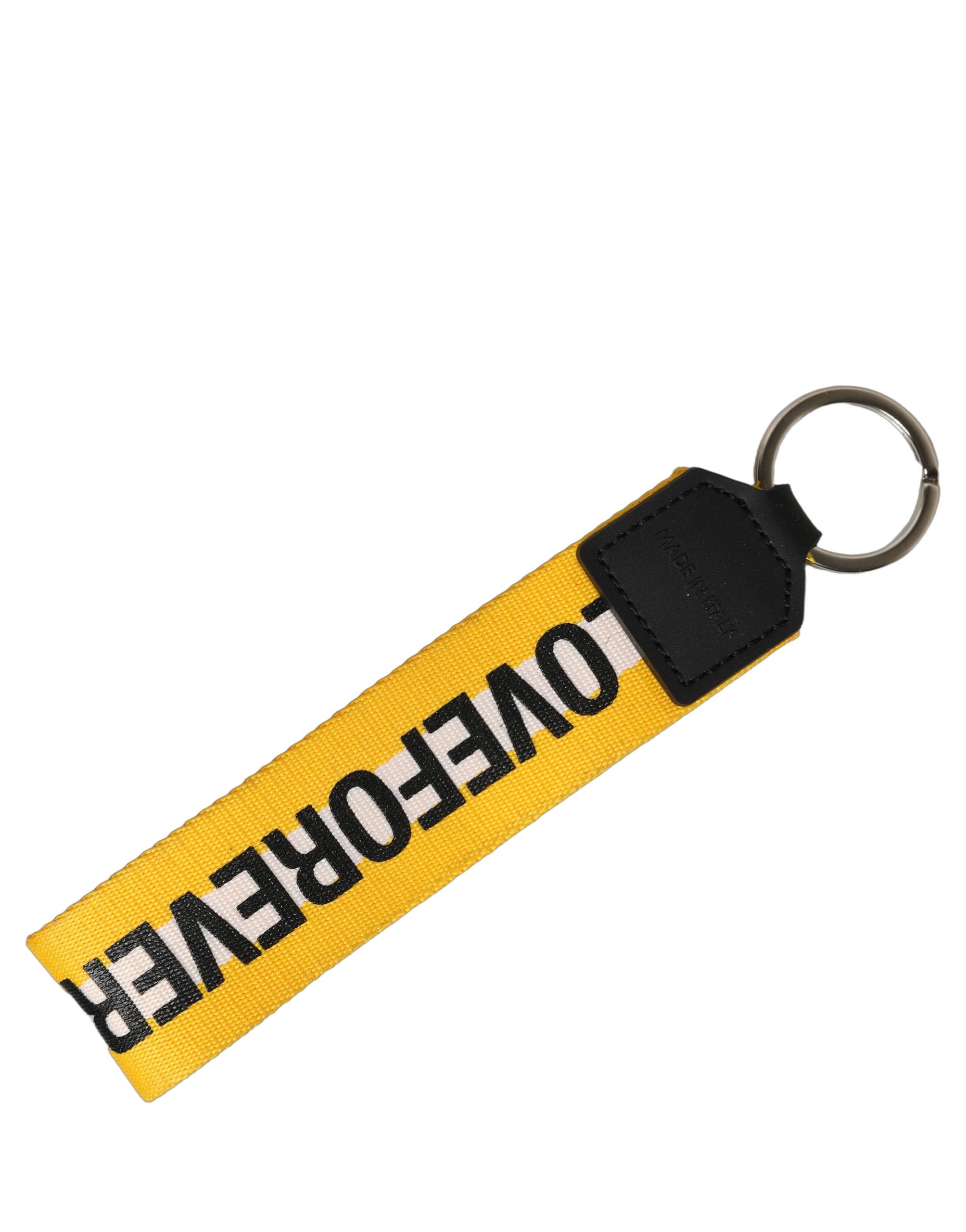 Dolce & Gabbana Mehrfarbiges Logo Polyester-Schlüsselanhänger mit Messing-Halter