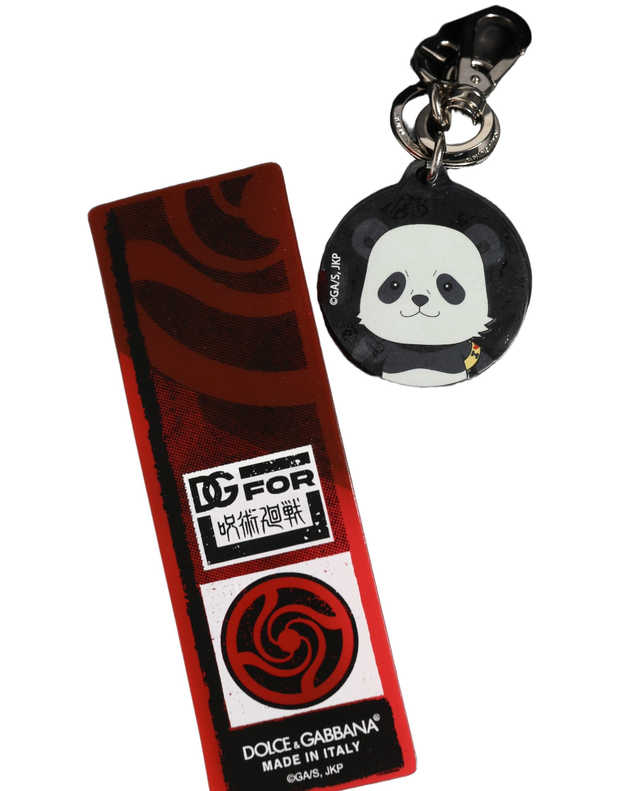 Dolce & Gabbana Schwarzer Kaisen Panda Chibi Anhänger Metall Schlüsselanhänger