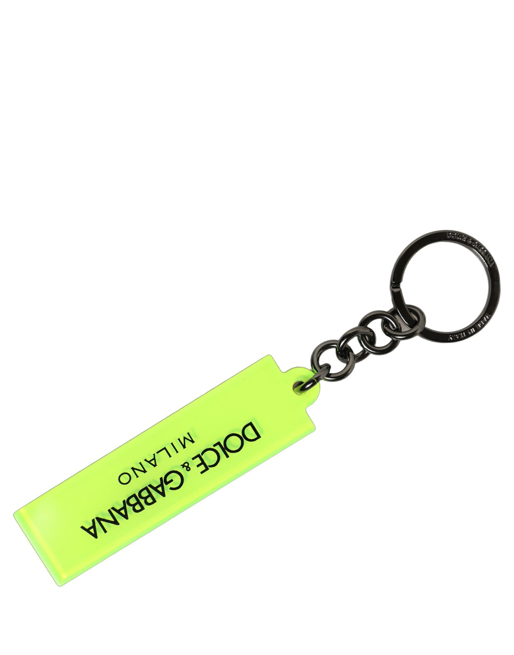 Dolce & Gabbana Neon Grün Logo Print Charm Metall Schlüsselanhänger