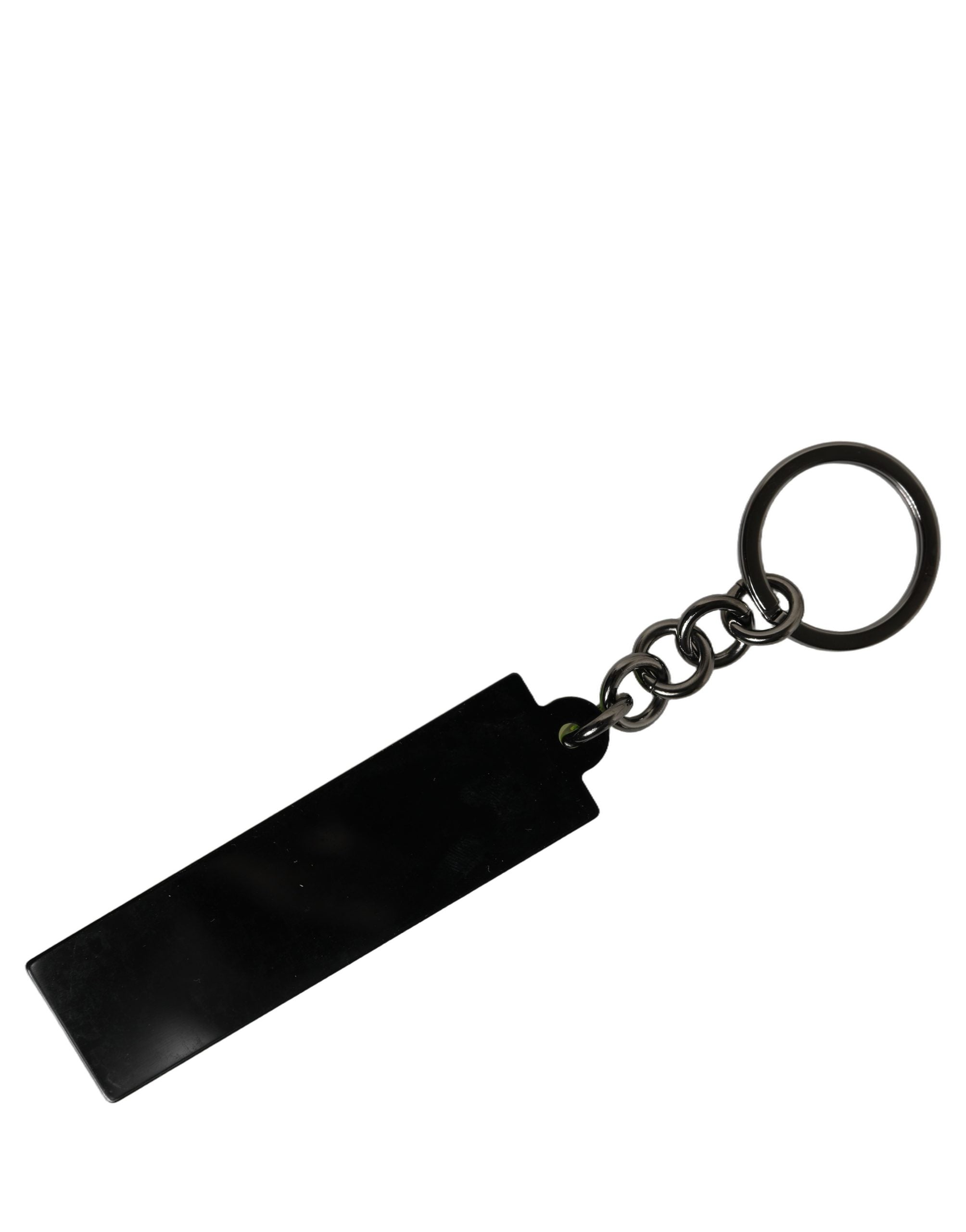 Dolce & Gabbana Neon Grün Logo Print Charm Metall Schlüsselanhänger