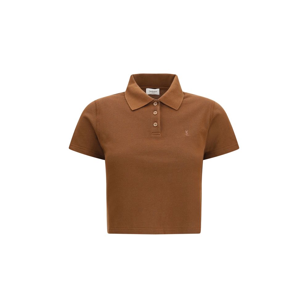 Saint Laurent Braunes Baumwoll-Polohemd