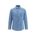 Brunello Cucinelli Blaues Denim-Hemd