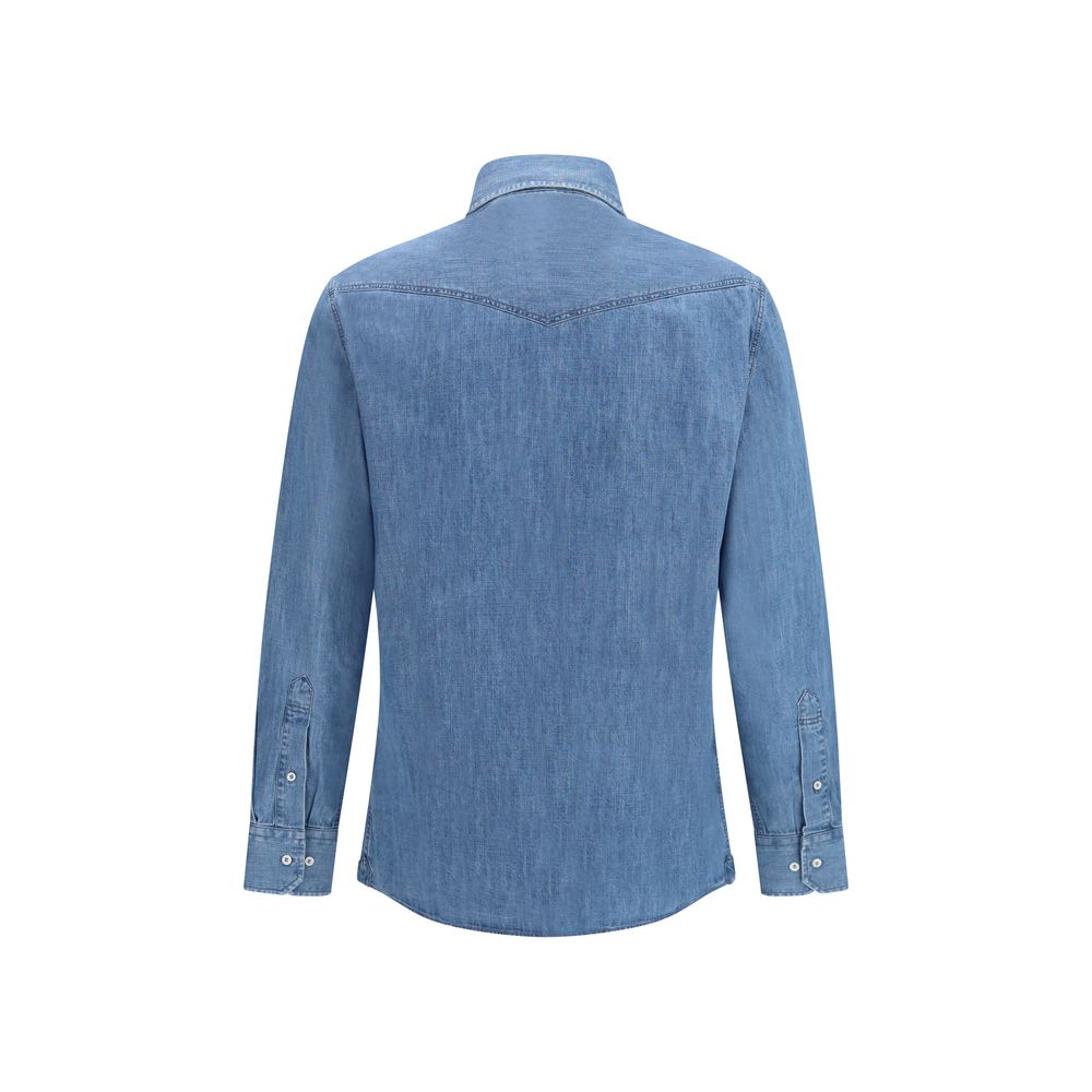 Brunello Cucinelli Blaues Denim-Hemd