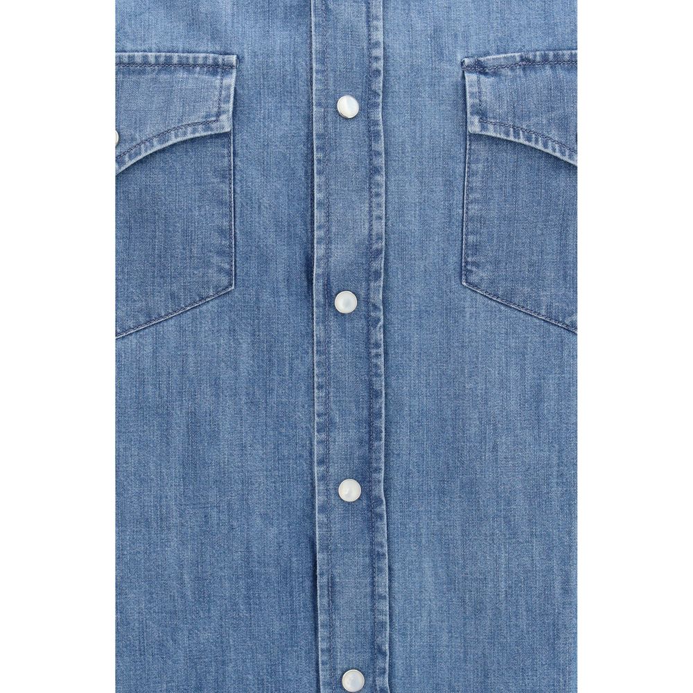 Brunello Cucinelli Blaues Denim-Hemd