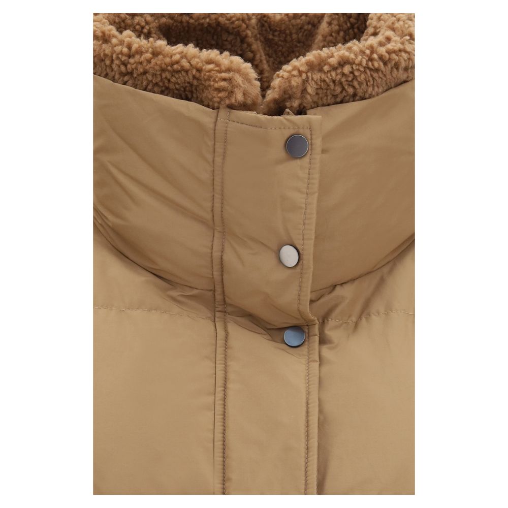 Brunello Cucinelli Beige Daunenmantel aus Gänsedaunen