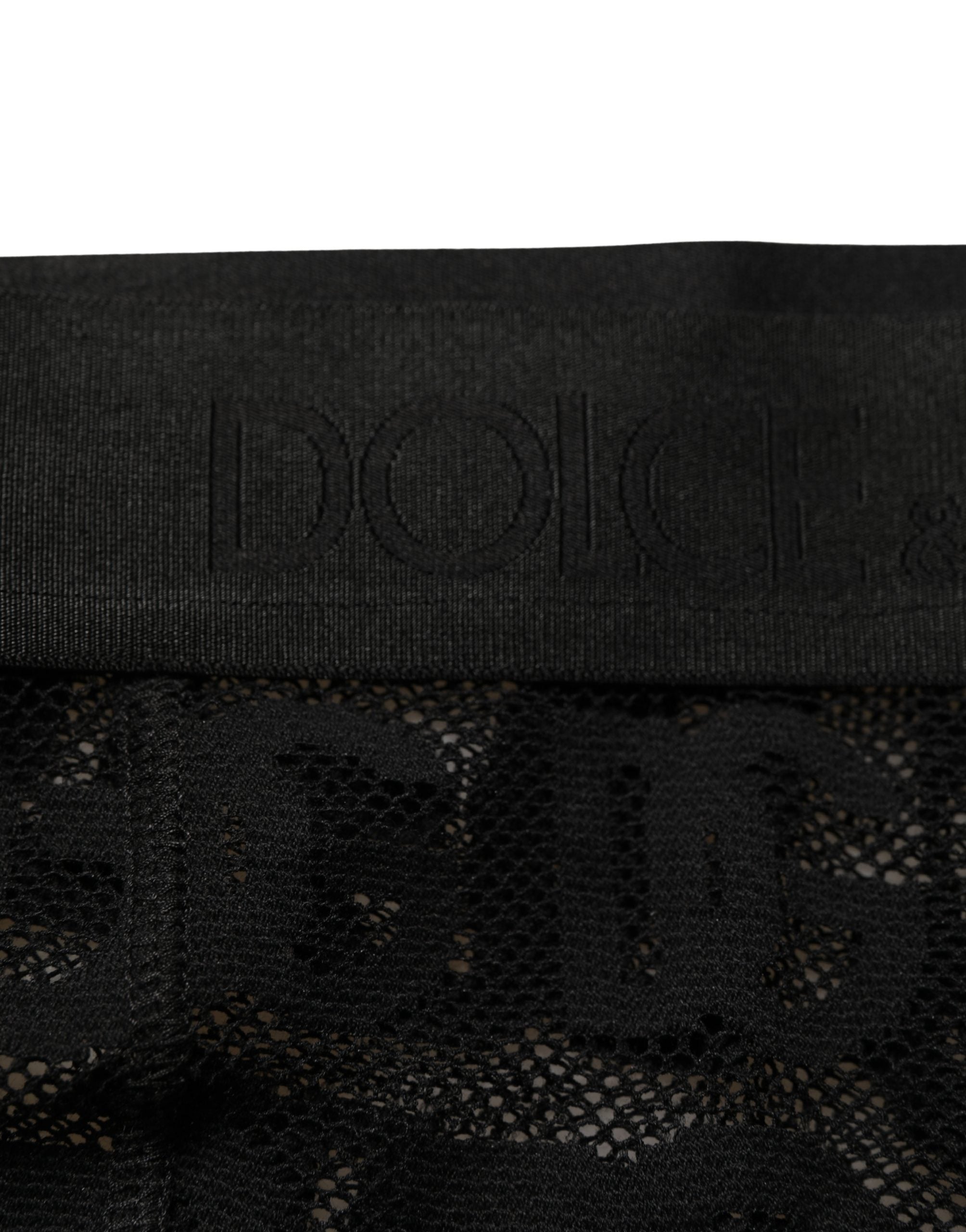Dolce & Gabbana Schwarze Strumpfhose mit durchgehendem Logo-Print