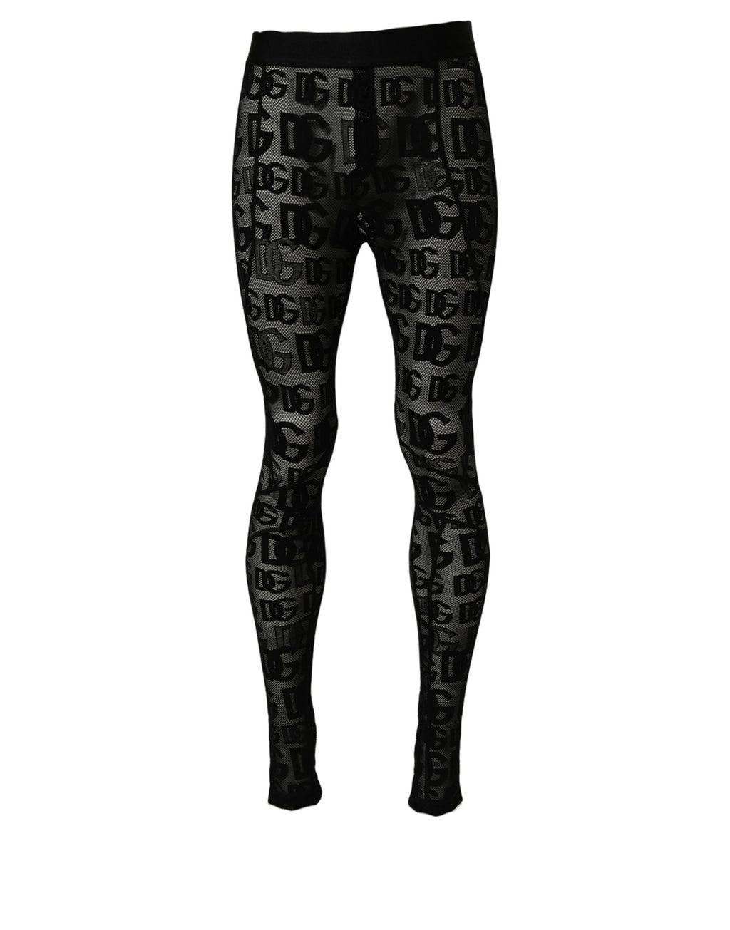 Dolce & Gabbana Schwarze Strumpfhose mit durchgehendem Logo-Print