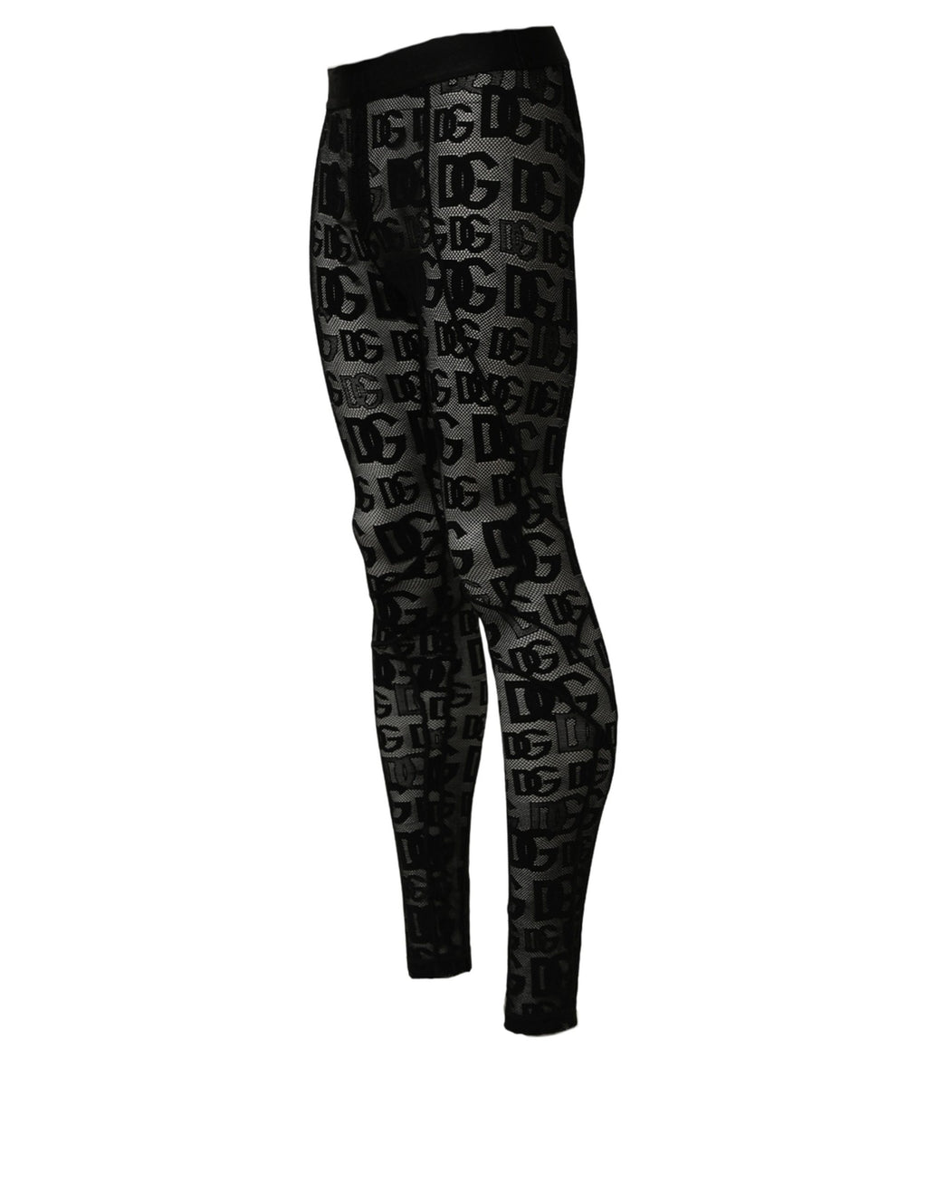 Dolce & Gabbana Schwarze Strumpfhose mit durchgehendem Logo-Print
