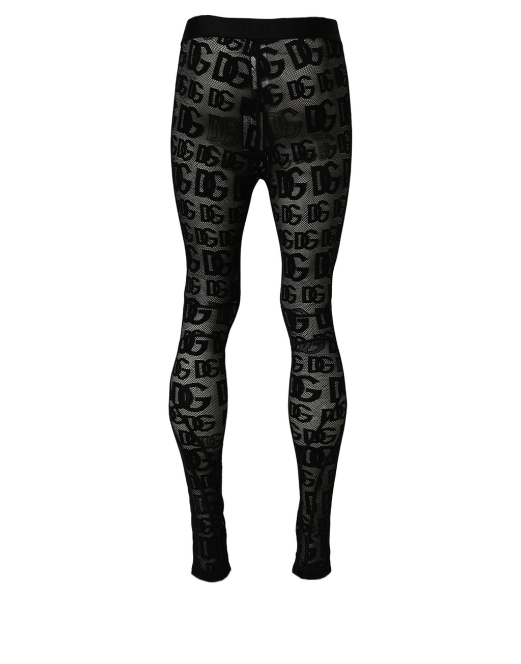 Dolce & Gabbana Schwarze Strumpfhose mit durchgehendem Logo-Print