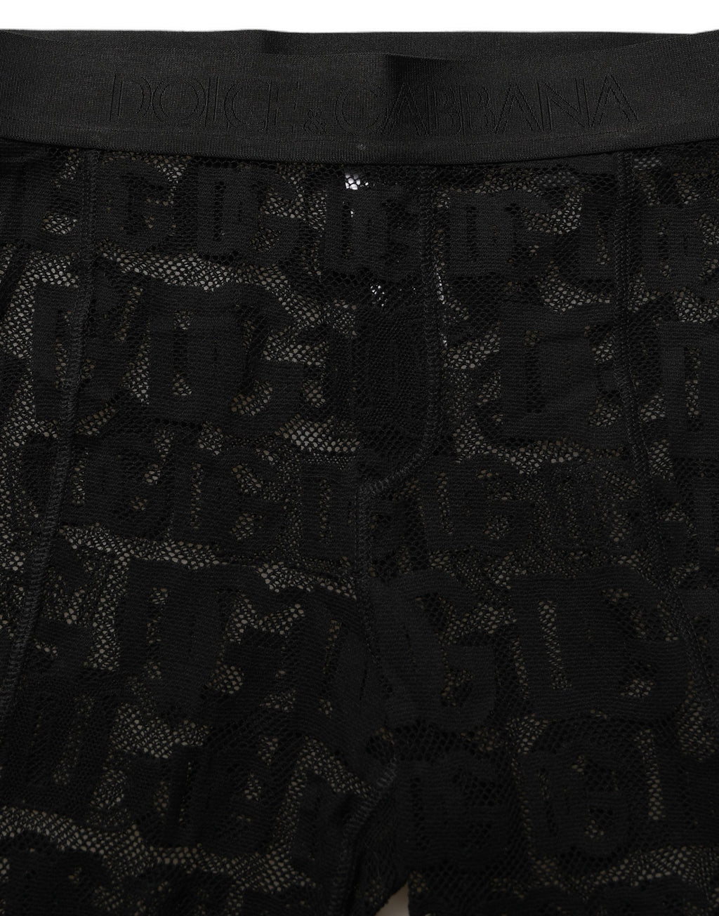 Dolce & Gabbana Schwarze Strumpfhose mit durchgehendem Logo-Print