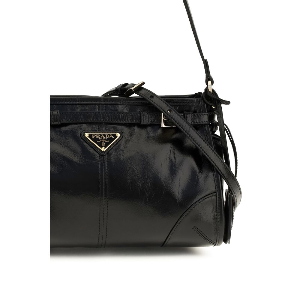 Prada Schwarze Kalbsleder Bos Taurus Handtasche