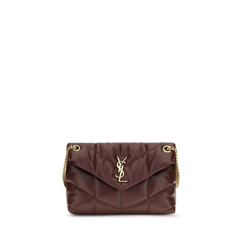 Saint Laurent Schultertasche aus bordeauxrotem Lammleder