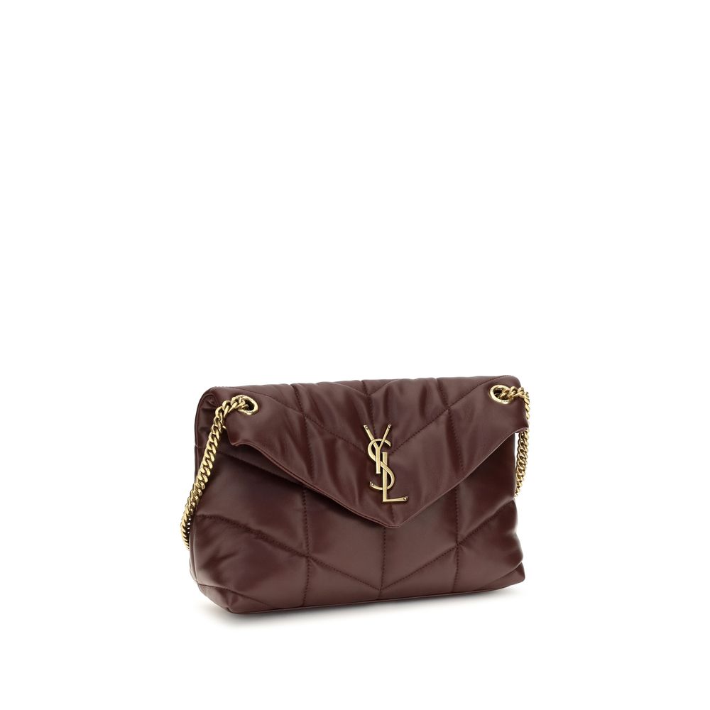 Saint Laurent Schultertasche aus bordeauxrotem Lammleder
