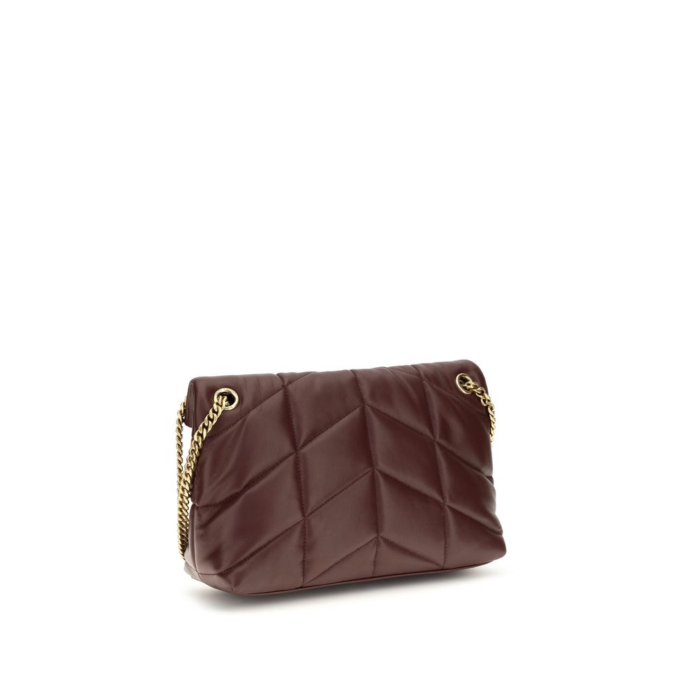 Saint Laurent Schultertasche aus bordeauxrotem Lammleder