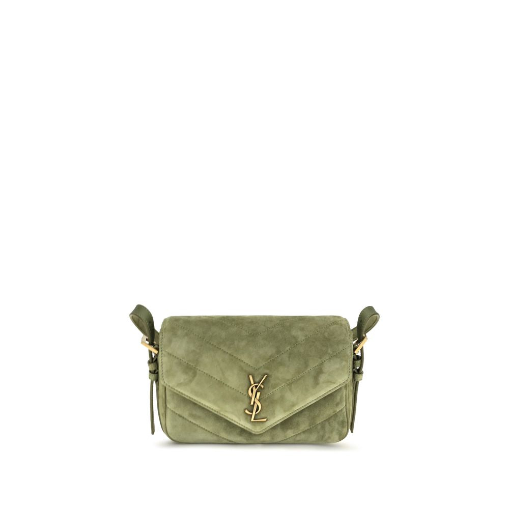 Saint Laurent Zweifarbige Schultertasche aus Wildleder