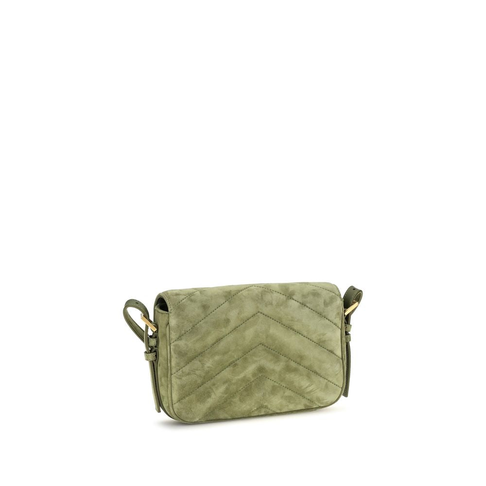 Saint Laurent Zweifarbige Schultertasche aus Wildleder