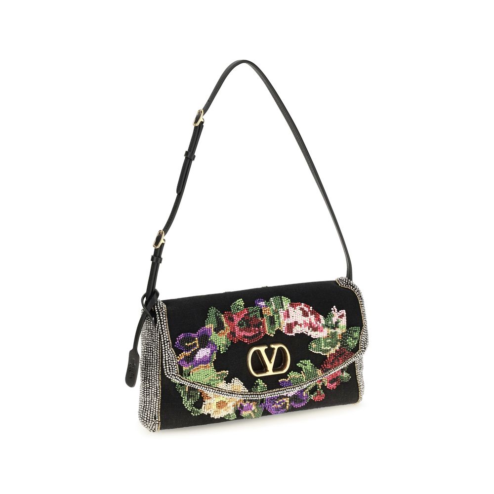 Valentino Garavani Schwarze Schultertasche aus Satin