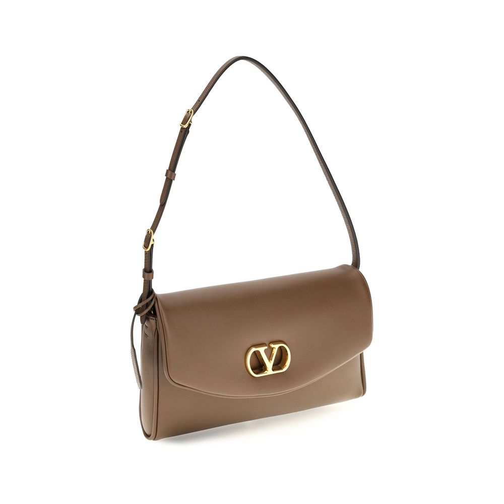 Valentino Garavani Braune Kalbsleder Bos Taurus Schultertasche