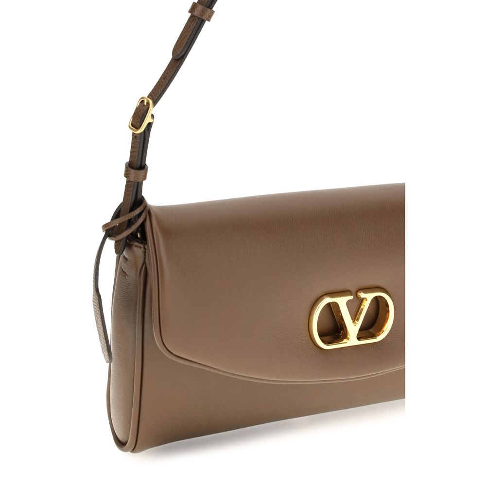 Valentino Garavani Braune Kalbsleder Bos Taurus Schultertasche