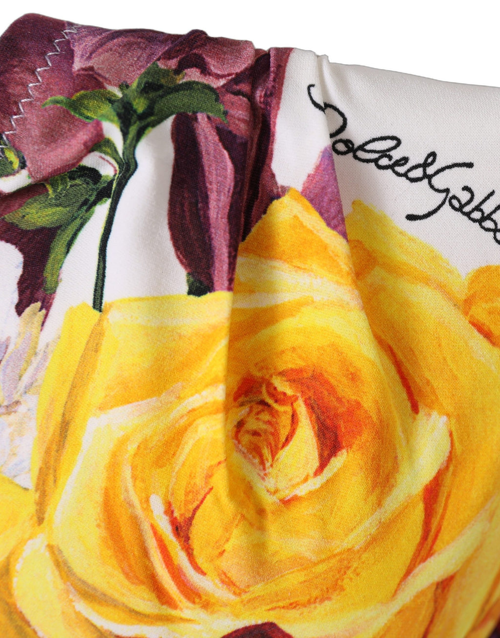 Dolce & Gabbana Weißer Bikini-Oberteil mit Blumenprint aus Nylon
