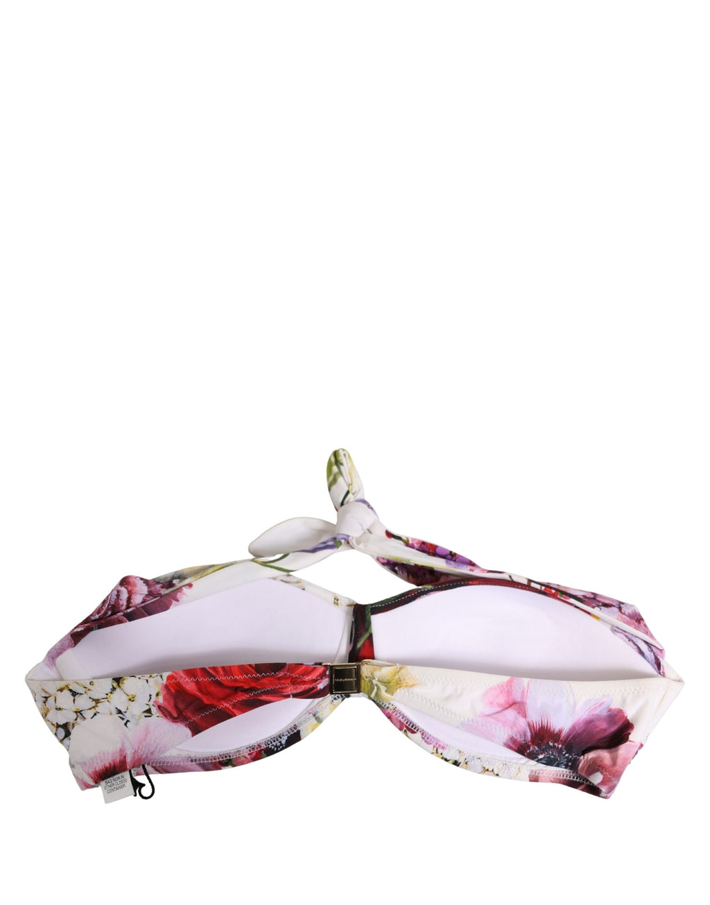 Dolce & Gabbana Weißer Bikini-Oberteil mit Blumenprint aus Nylon