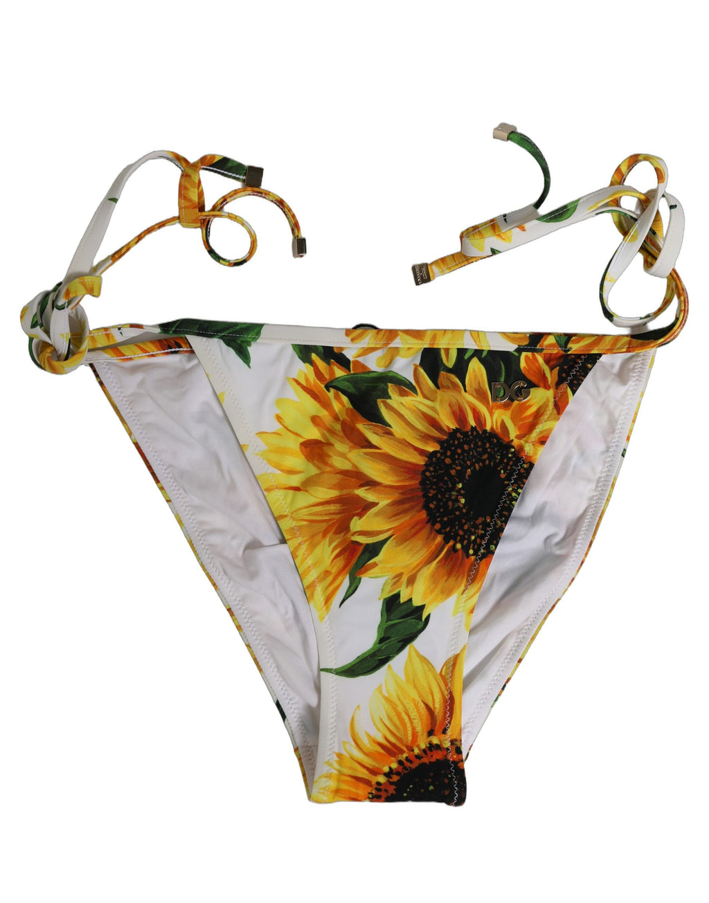 Dolce & Gabbana Bikini-Hose Weiß Sonnenblume Nylon Beachwear