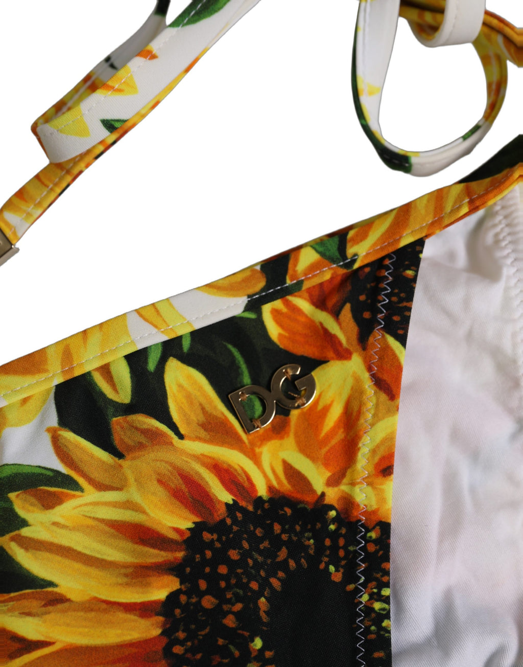 Dolce & Gabbana Bikini-Hose Weiß Sonnenblume Nylon Beachwear