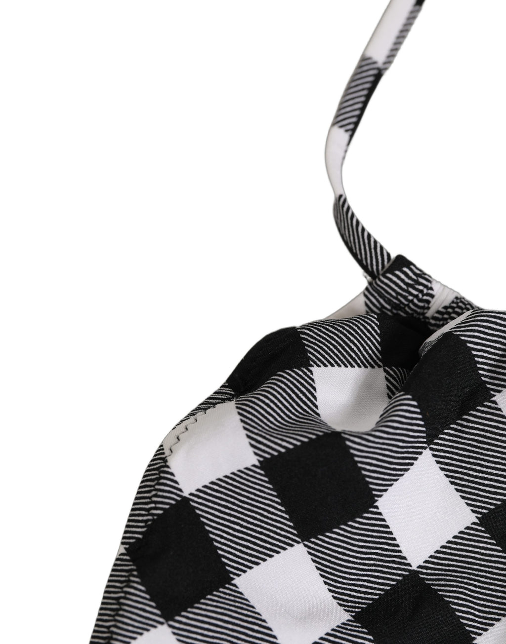 Dolce & Gabbana Schwarz-weißer Bikini-Top mit Neckholder und Karomuster