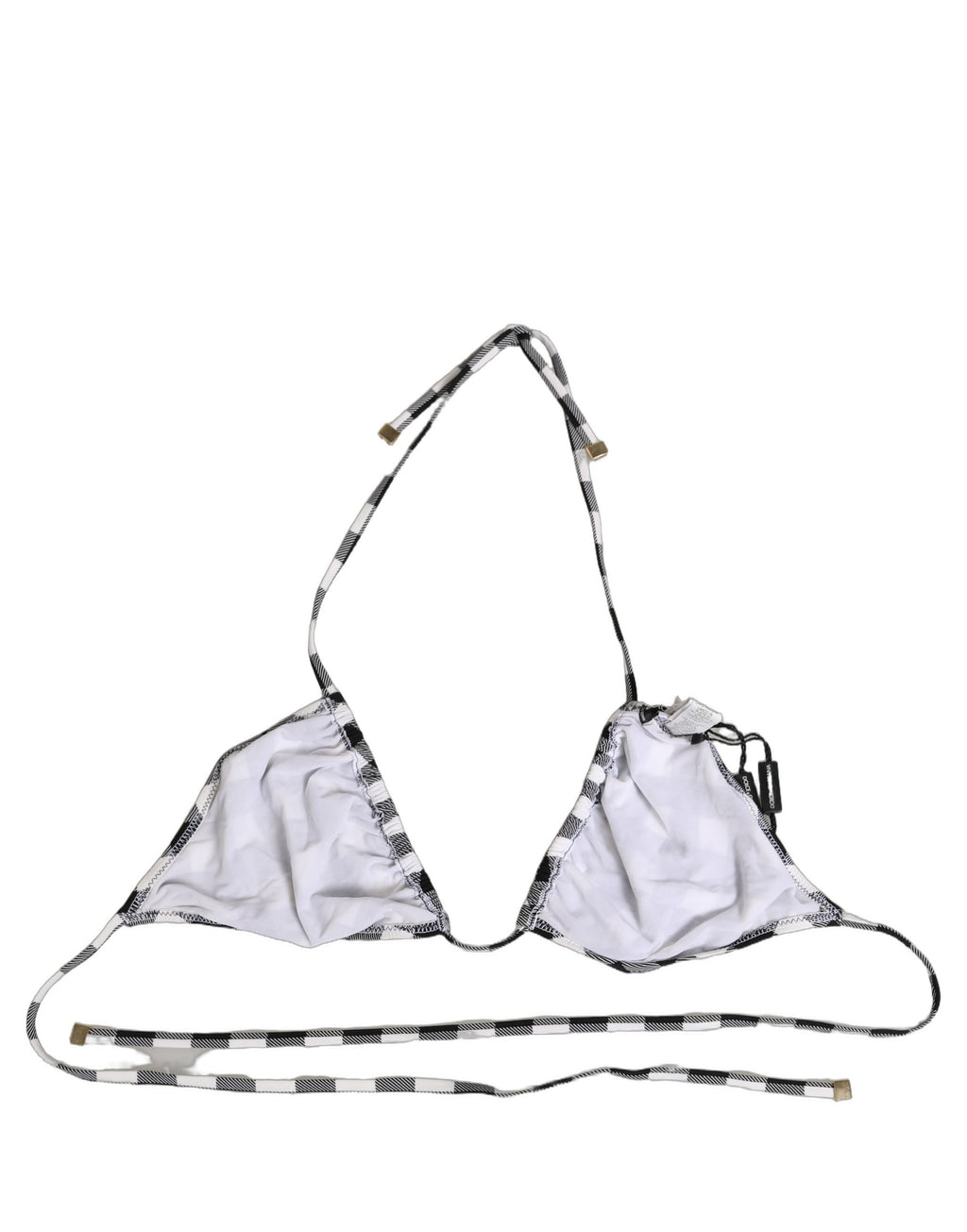 Dolce & Gabbana Schwarz-weißer Bikini-Top mit Neckholder und Karomuster