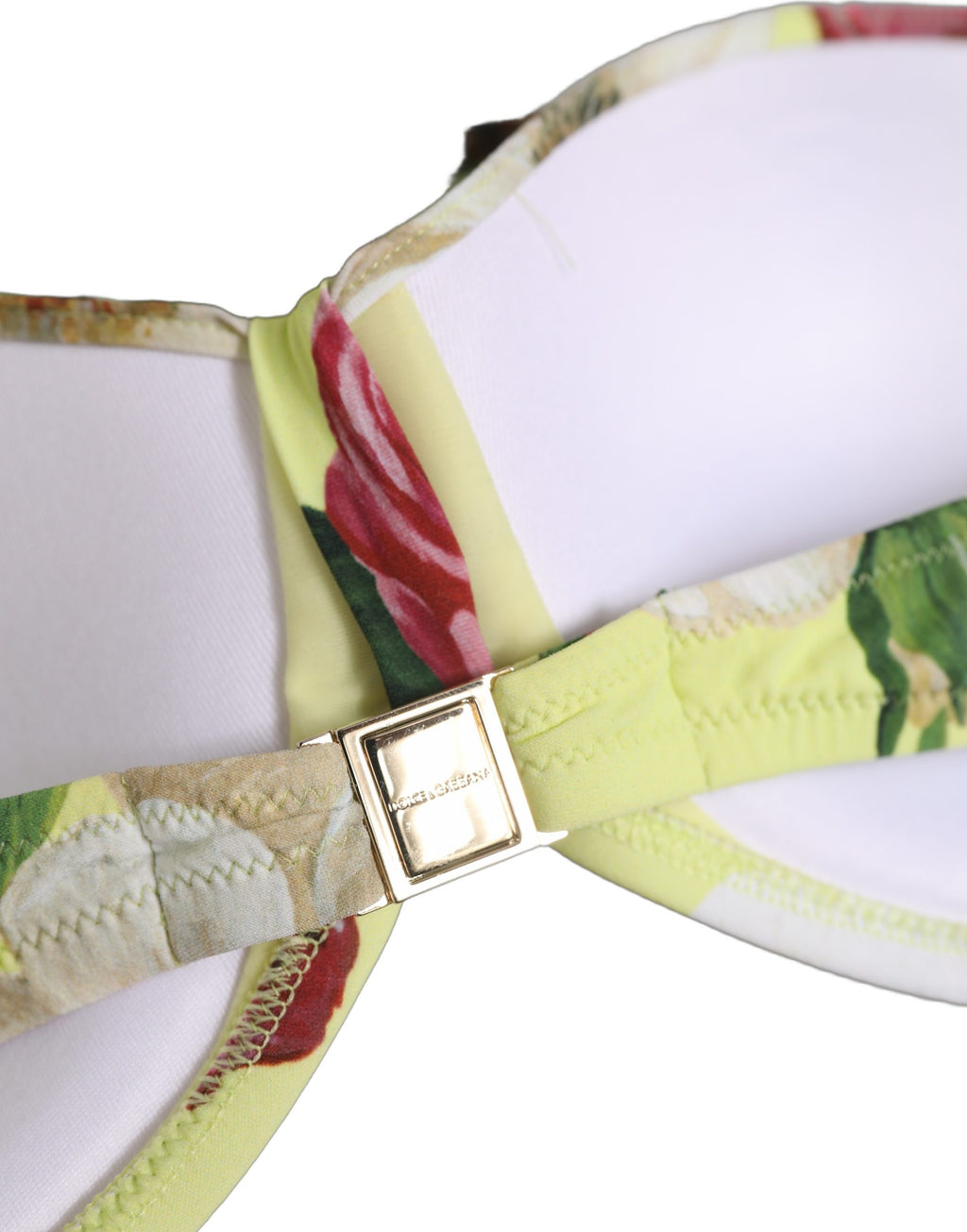 Dolce & Gabbana Gelbes Blumen-Bikini-Oberteil aus Nylon mit Neckholder-Trägern