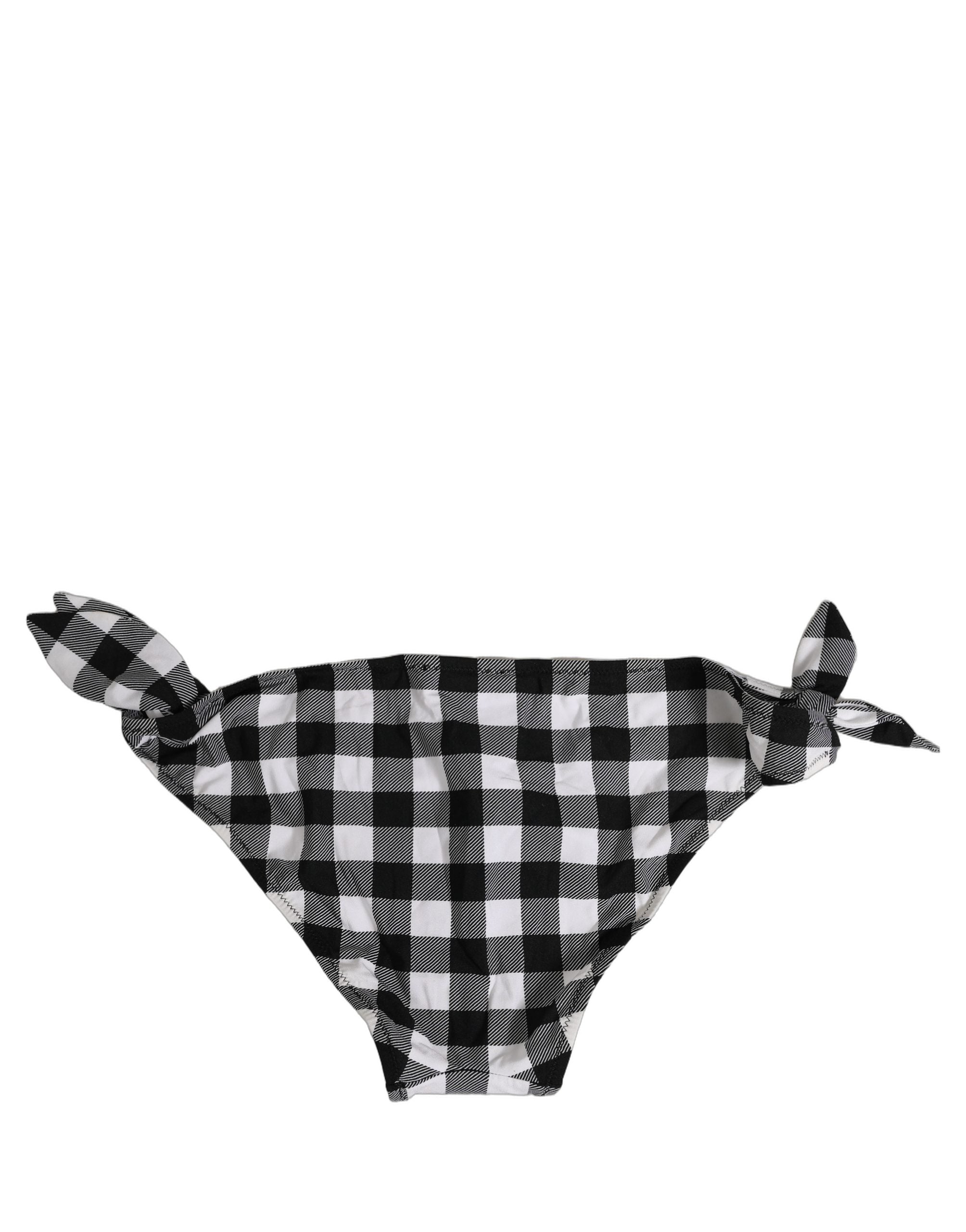 Dolce & Gabbana Schwarz-weißer Karomuster-Bikinihose