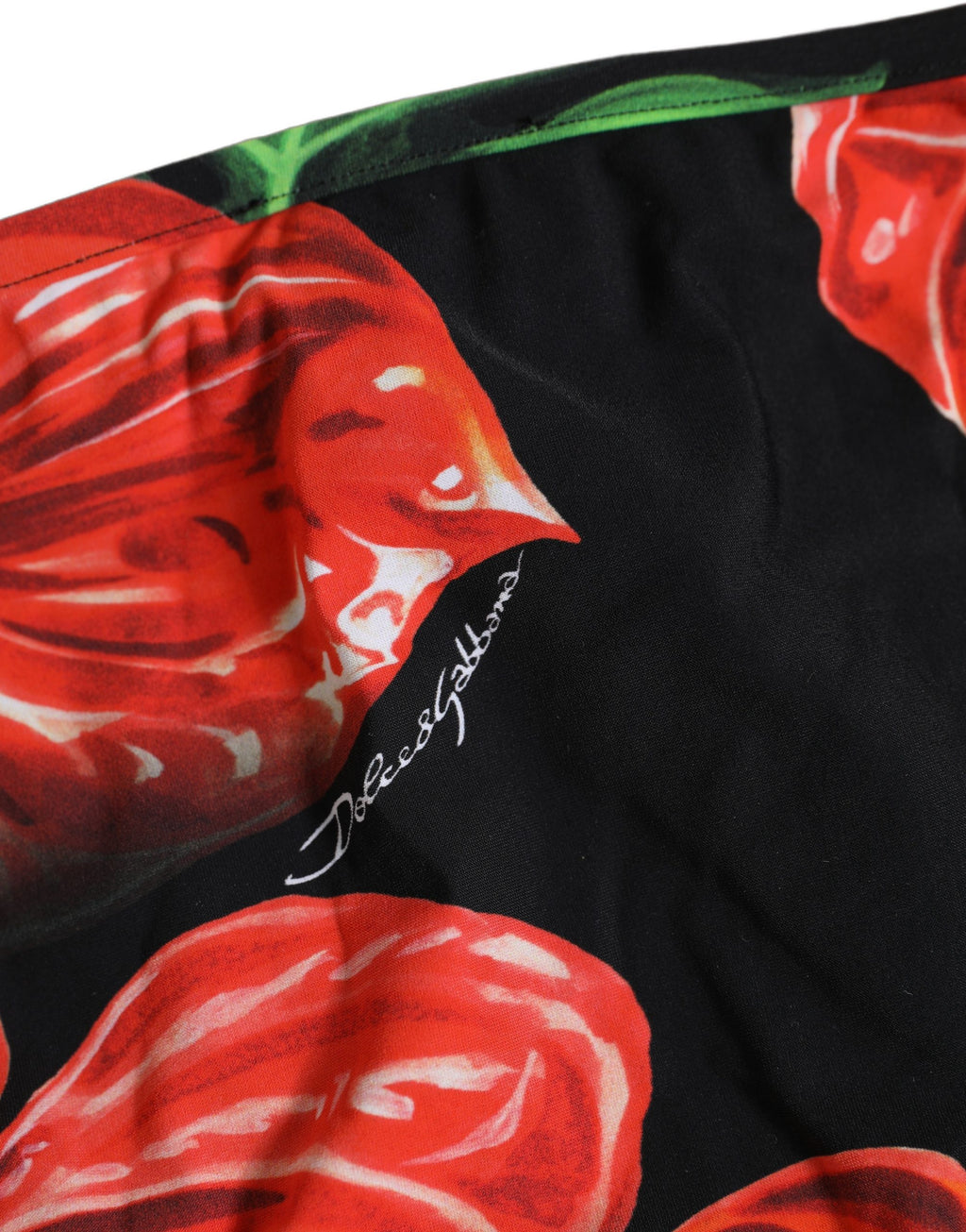 Dolce & Gabbana Schwarzer Bikini-Slip mit Blumenprint aus Nylon
